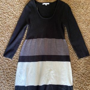 Black, white and tan color block dress size L